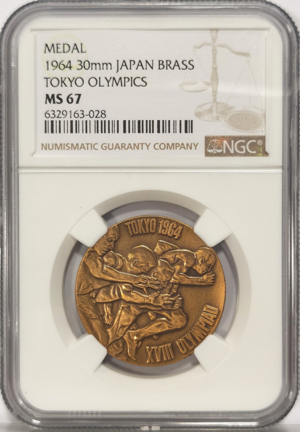 博洋堂世界钱币拍卖第024期（全场包邮） NGC MS67 日本1964年东京奥运会金、银、铜纪念章三枚一套 金章7.2g 一套同分很难得