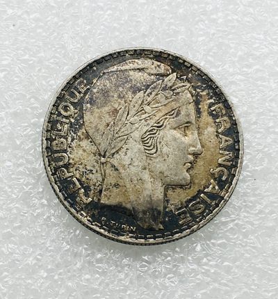 斋古钱币第五期世界金银币，全场包邮 - 法国1933年谷物女神20法郎银币 20克 美彩