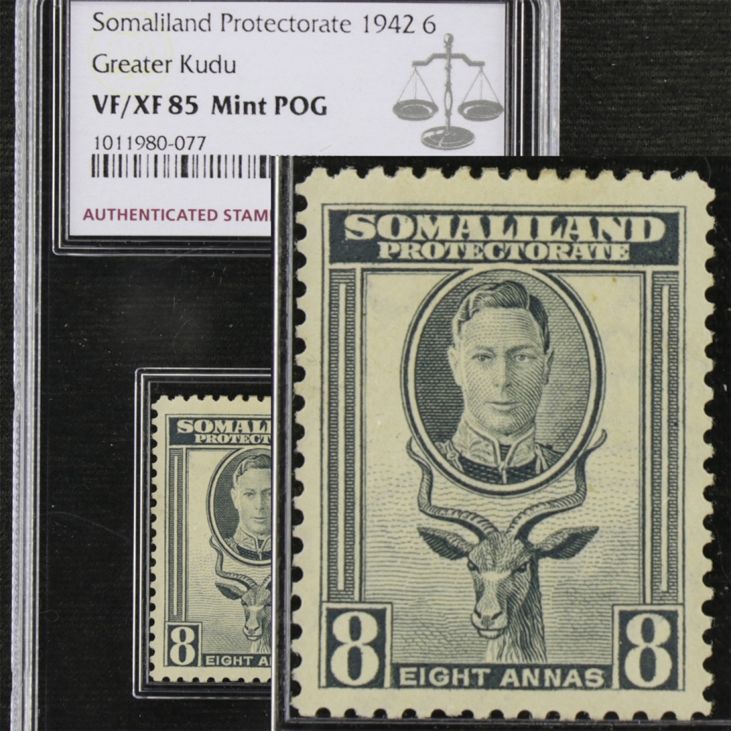 【亘邦集藏】第156期拍卖 1942年 英属索马里兰邮票 ASG VF/XF85 1011980-077