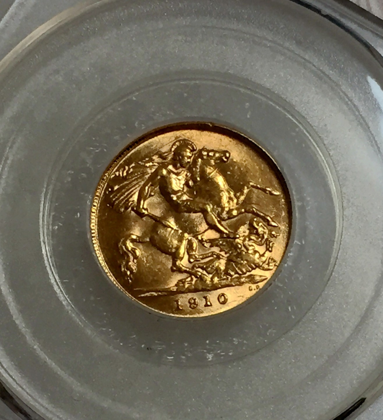 方圆集藏第四期专场 11468-公博64分英国1910爱德华七世4克马剑金币 半金镑 半索维林 half sovereign