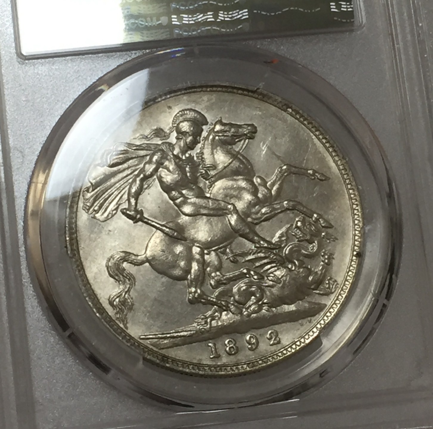 方圆集藏第四期专场 11467-PCGS62分英国1892年维多利亚高冠马剑银币