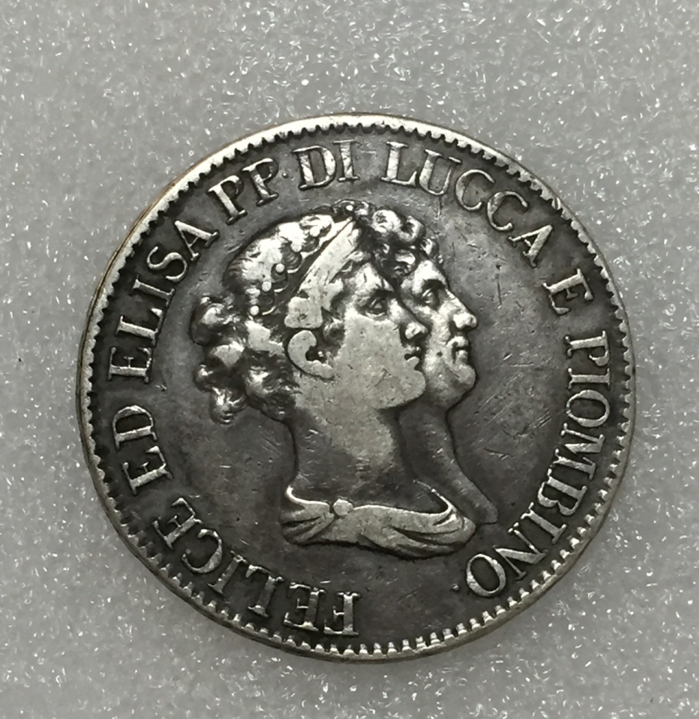 方圆集藏第四期专场 9564-法占意大利1807年 卢卡5法郎