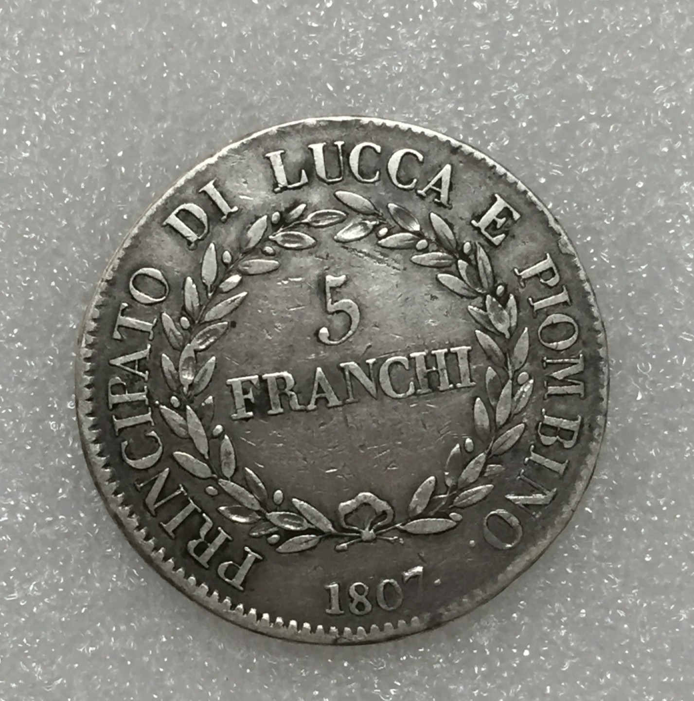 方圆集藏第四期专场 9564-法占意大利1807年 卢卡5法郎