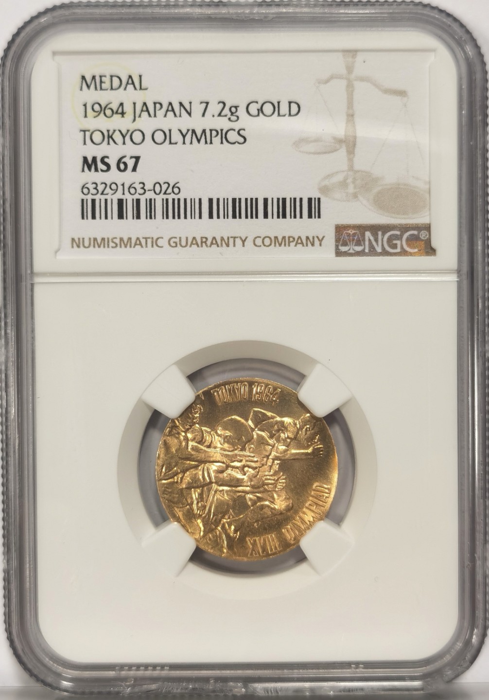 博洋堂世界钱币拍卖第024期（全场包邮） NGC MS67 日本1964年东京奥运会金、银、铜纪念章三枚一套 金章7.2g 一套同分很难得