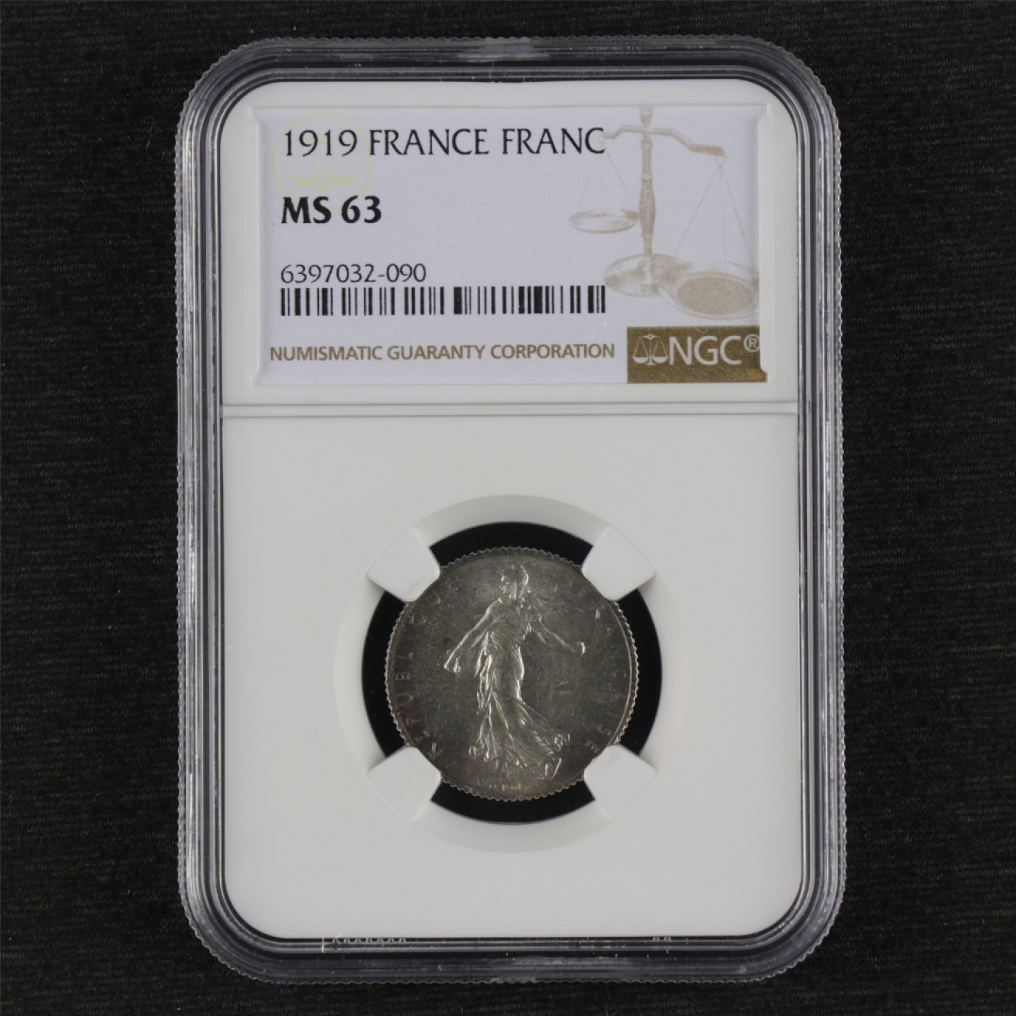 【亘邦集藏】第157期拍卖 1919年 法国1法郎硬币NGC MS 63 6397032-090