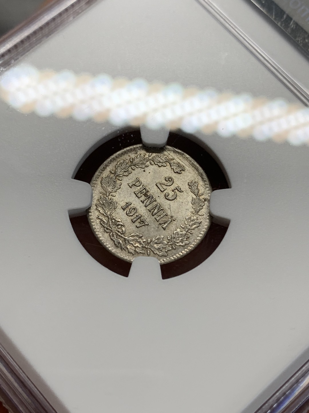 《竞宝斋》第159场-周日，周一 2场 (全场包邮) NGC-MS63 芬兰1917年 双头鹰25P银币 好品