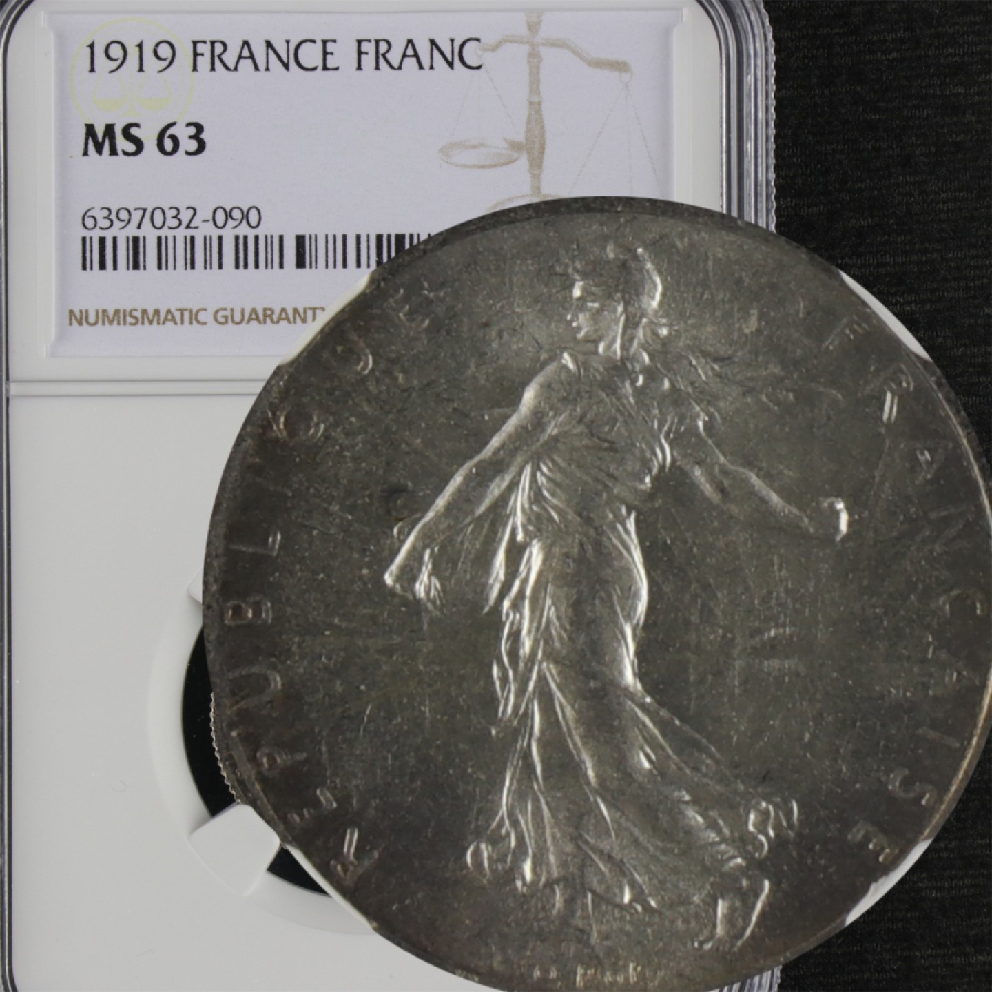 【亘邦集藏】第157期拍卖 1919年 法国1法郎硬币NGC MS 63 6397032-090