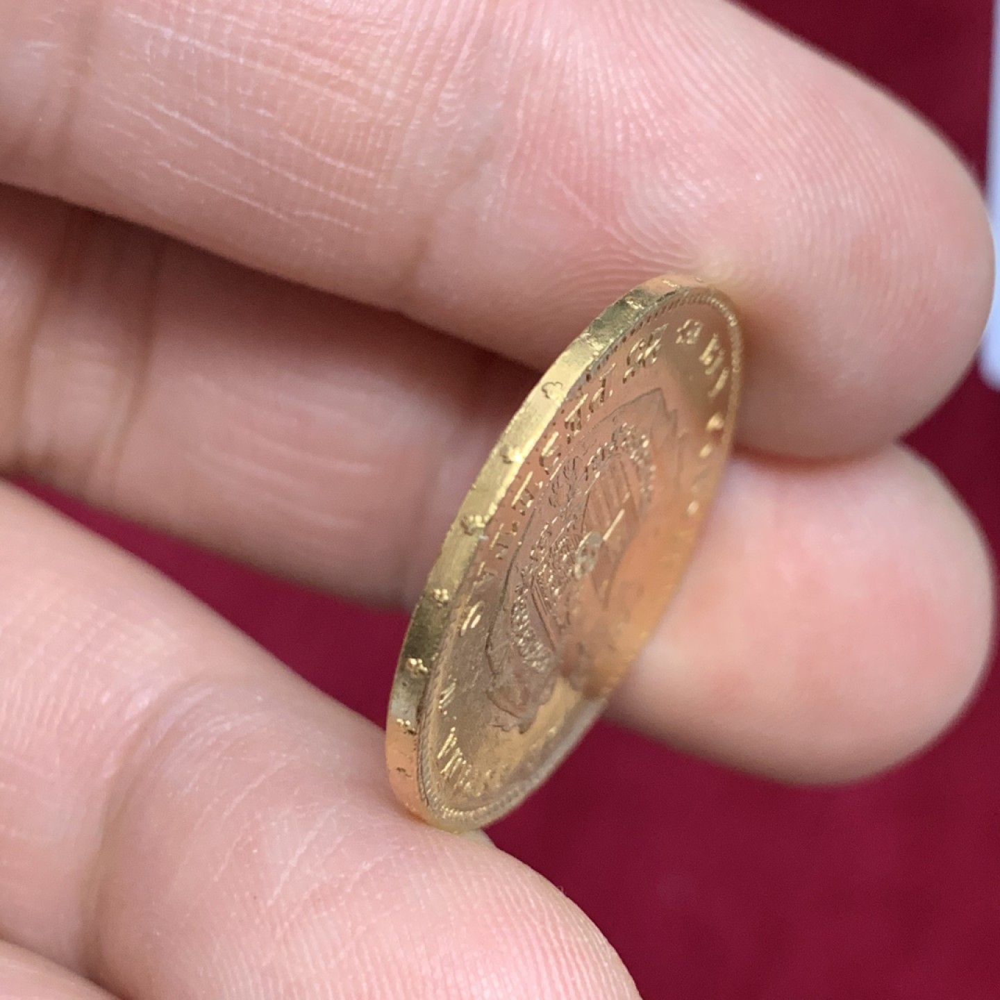 《竞宝斋》第159场-周日，周一 2场 (全场包邮) 1880年 西班牙金币 25比塞塔 8.06克 阿方索十二世 UNC底板状态很棒