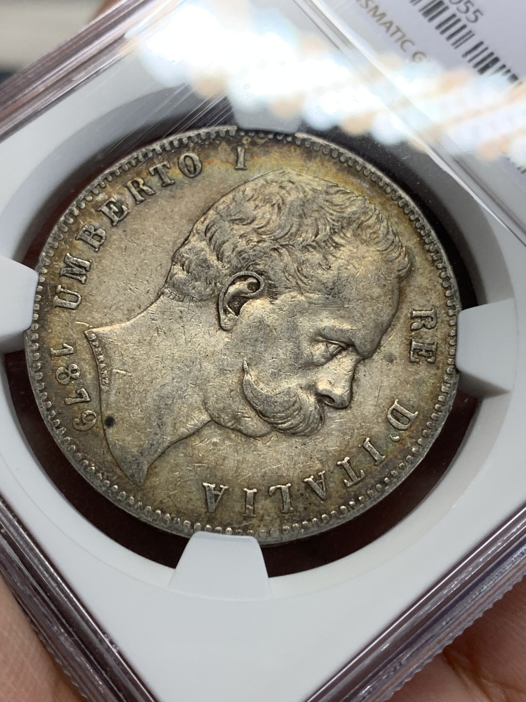 《竞宝斋》第159场-周日，周一 2场 (全场包邮) NGC-XF45 意大利1879年 翁贝托5里拉大银币 老包浆