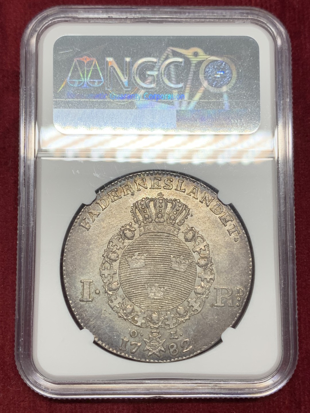 《竞宝斋》第159场-周日，周一 2场 (全场包邮) NGC-AU55 瑞典  1782 古斯塔夫三世 1塔勒银币 稀少品种 灰彩 地板好