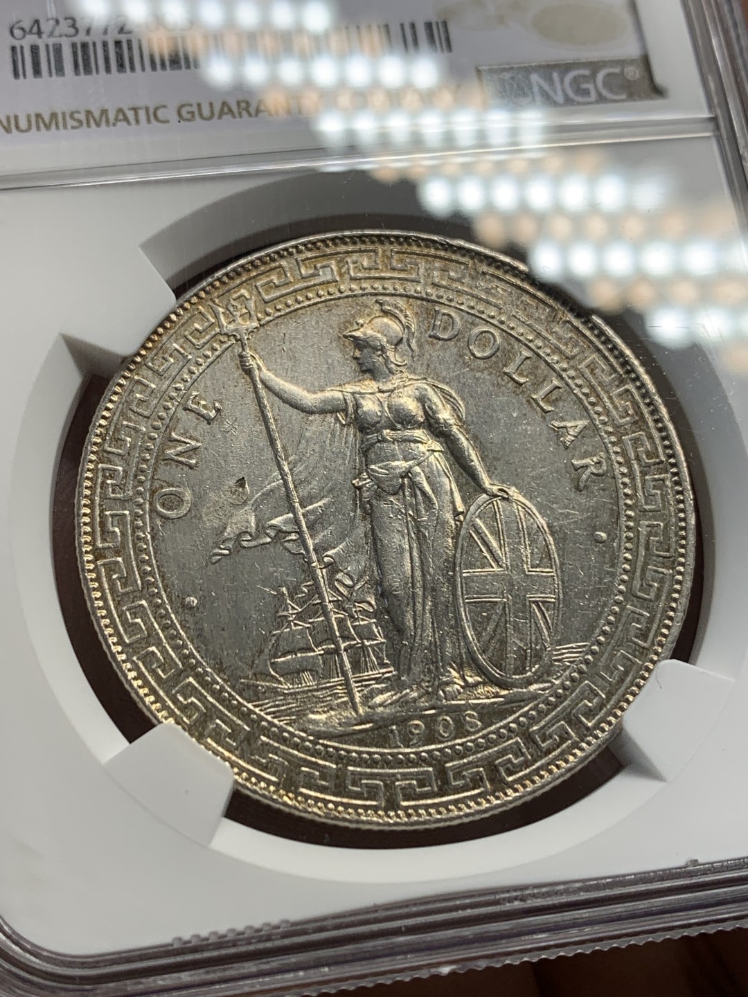 《竞宝斋》第159场-周日，周一 2场 (全场包邮) NGC-UNCD 英国 1908年 1元 站洋经典品种，上海NGC严评，性价比之选