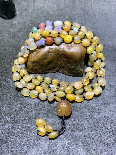 精美天然阿拉善108高圆度彩珠玛瑙项链(手串)一条 - 精美天然阿拉善108高圆度彩珠玛瑙项链(手串)一条