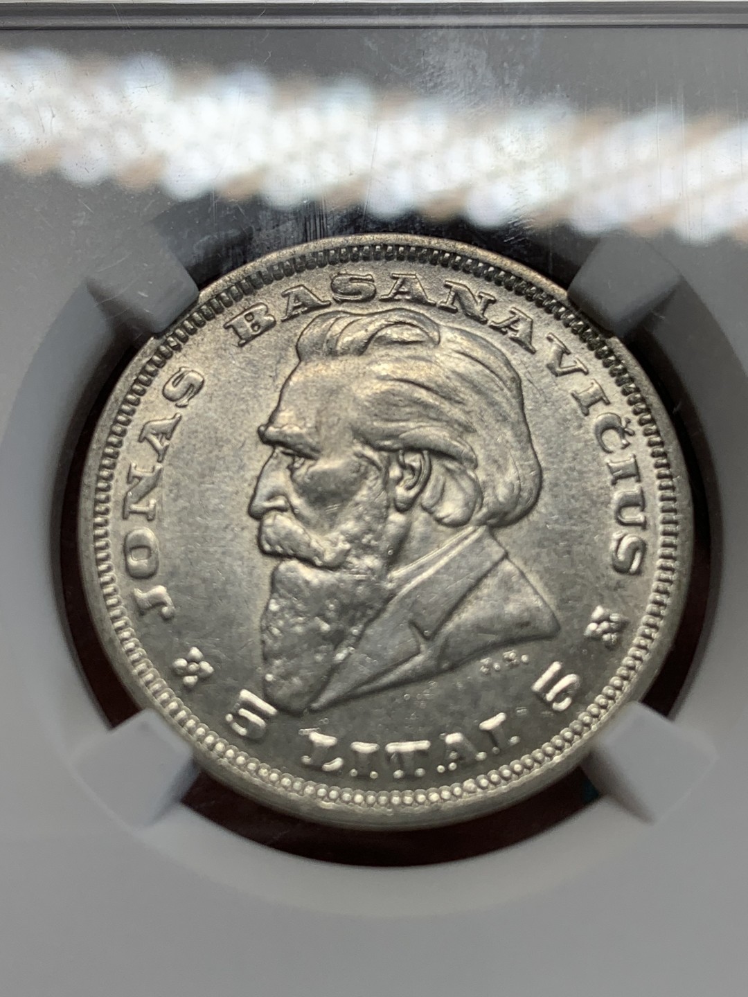 《竞宝斋》第159场-周日，周一 2场 (全场包邮) NGC-AU55 1936年立陶宛巴萨纳维丘斯5立特银币