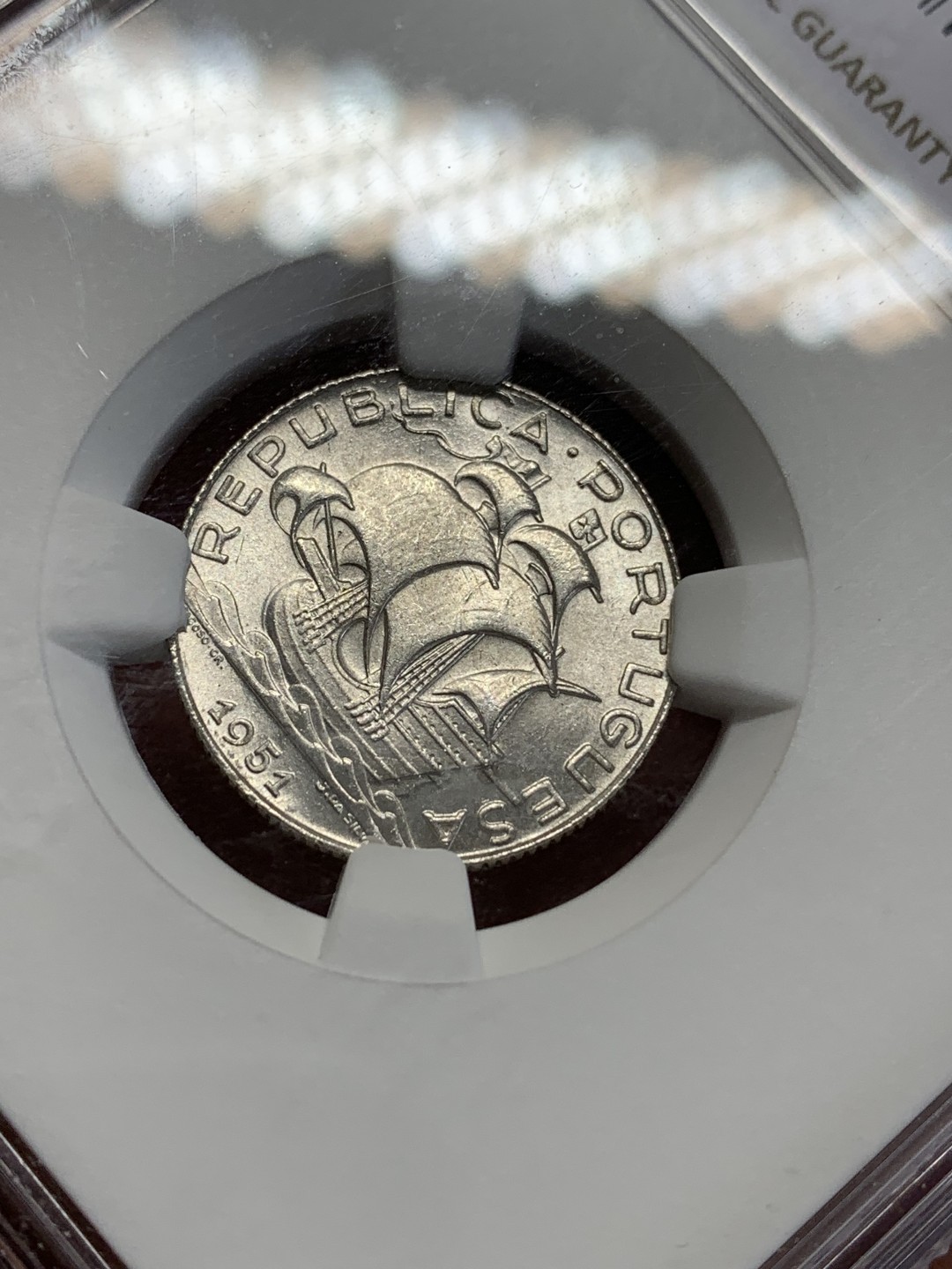 《竞宝斋》第159场-周日，周一 2场 (全场包邮) NGC-MS65 葡萄牙1951年 大帆船2.5盾银币 顶级品相