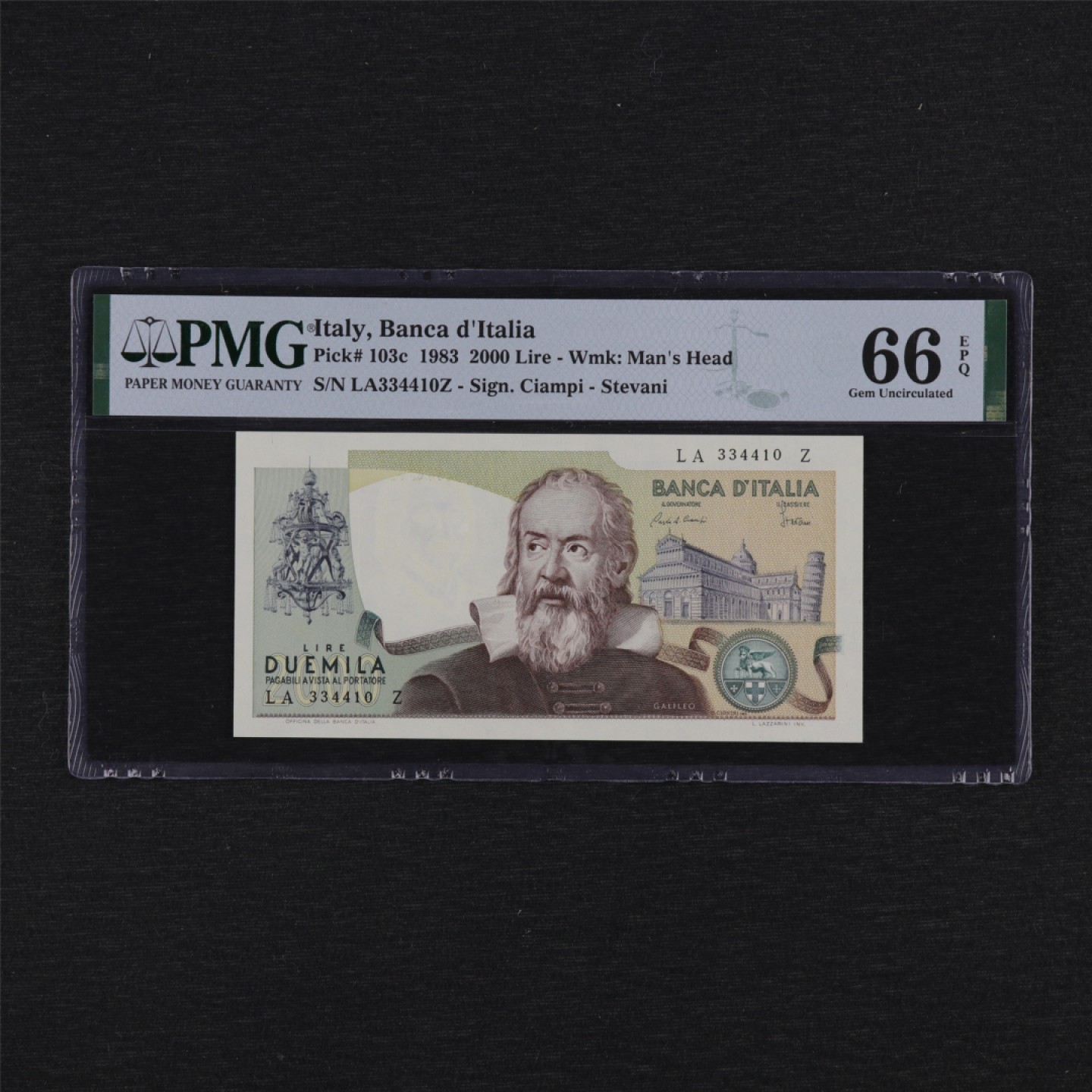 【亘邦集藏】第157期拍卖 1983年 意大利2000里拉 PMG 66EPQ 334410