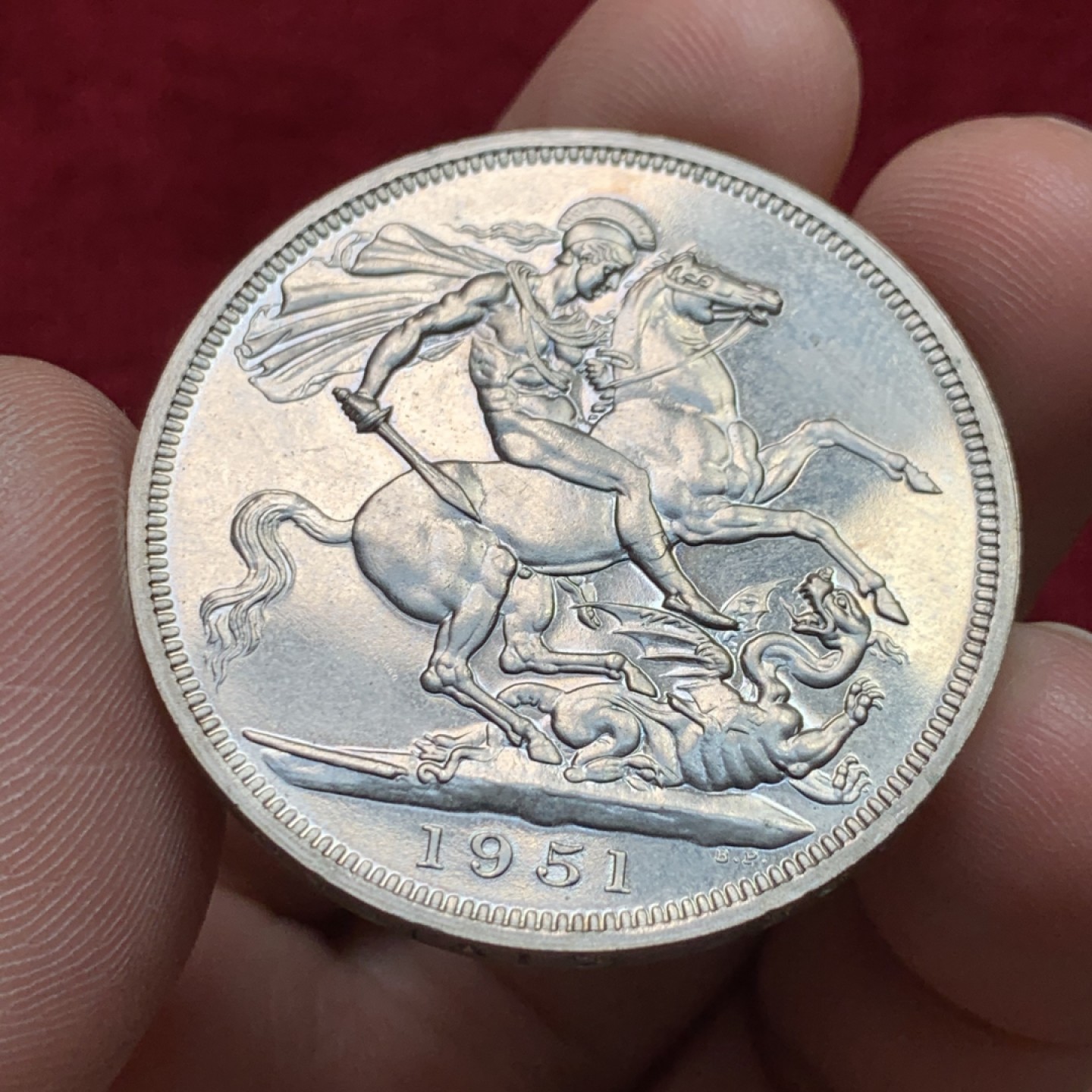 《竞宝斋》第159场-周日，周一 2场 (全场包邮) 英国 最后的镍马剑 1951 带绿盒证书 细节见图