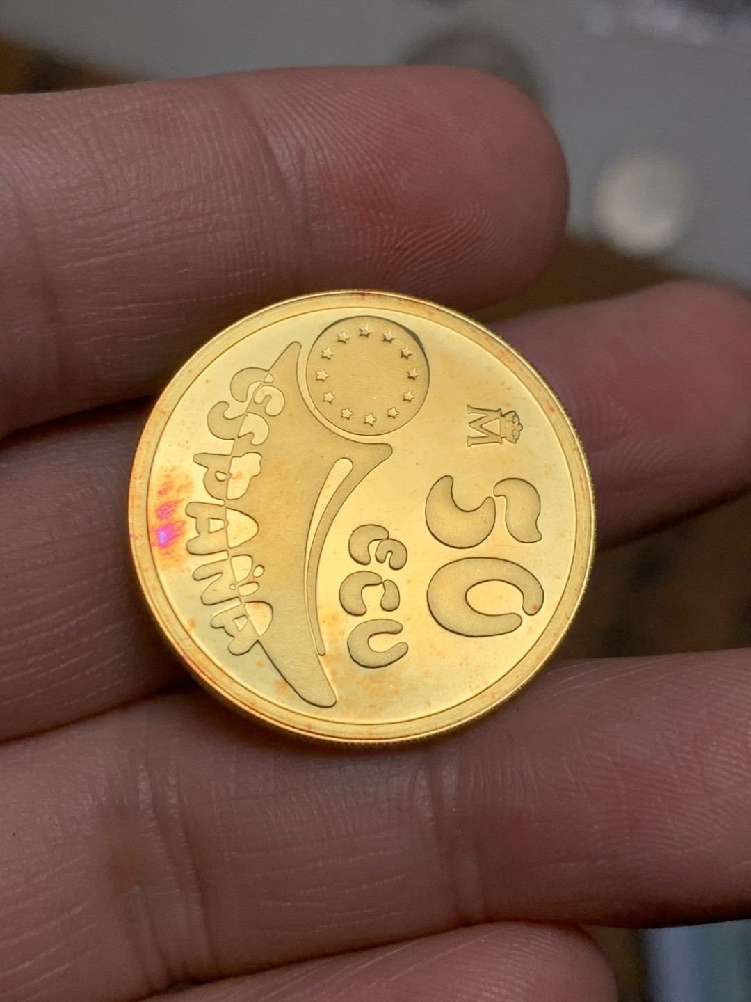 《竞宝斋》第159场-周日，周一 2场 (全场包邮) 原盒证书1989年 菲利普二世 50艾古金币 17.27克 90%金 非常罕见