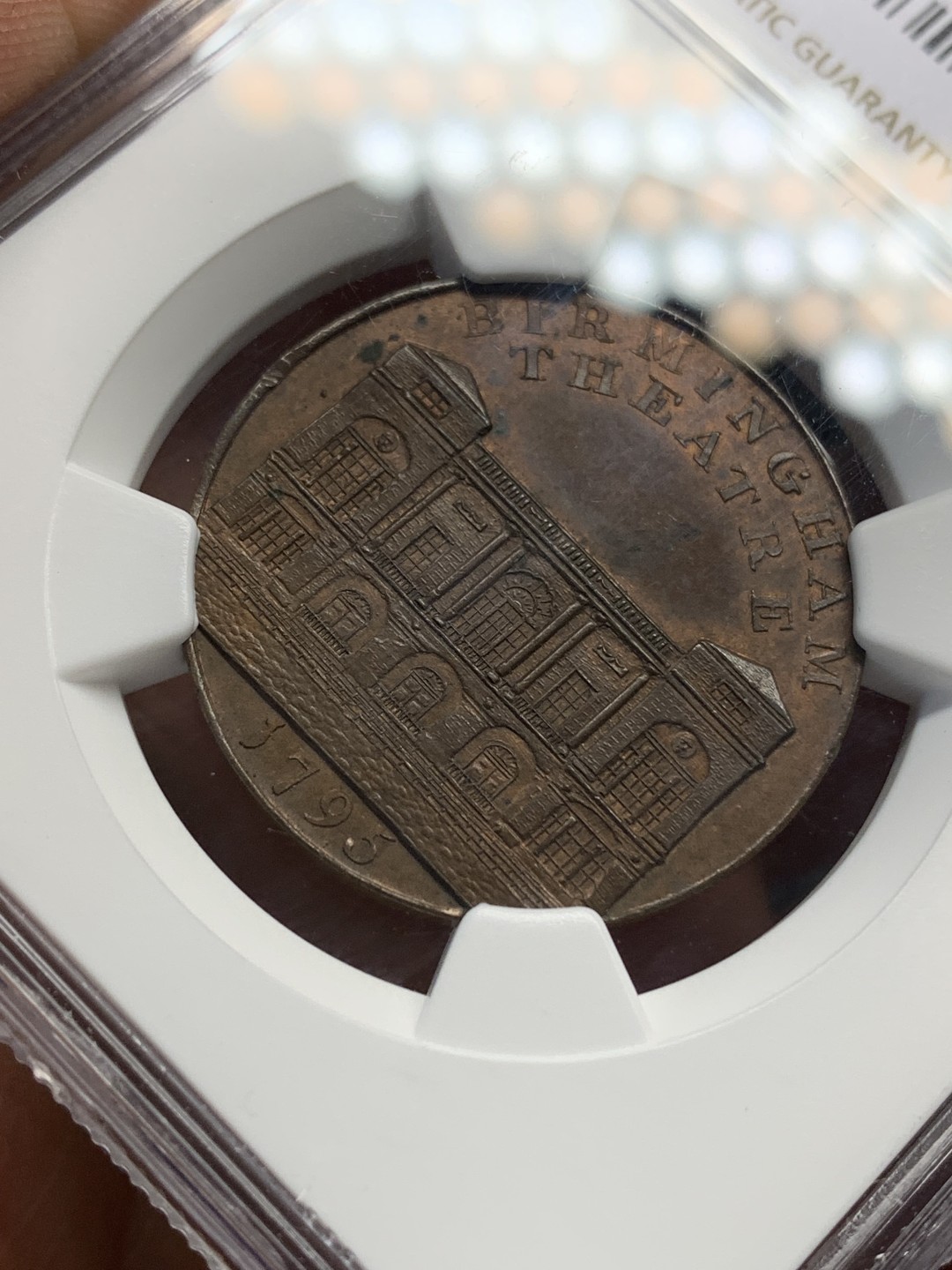 《竞宝斋》第159场-周日，周一 2场 (全场包邮) NGC-MS62BN 英国1795年半便士代币，巧克力铜光醇美厚重，景观建筑经典设计，裸币购于英国Coincraft