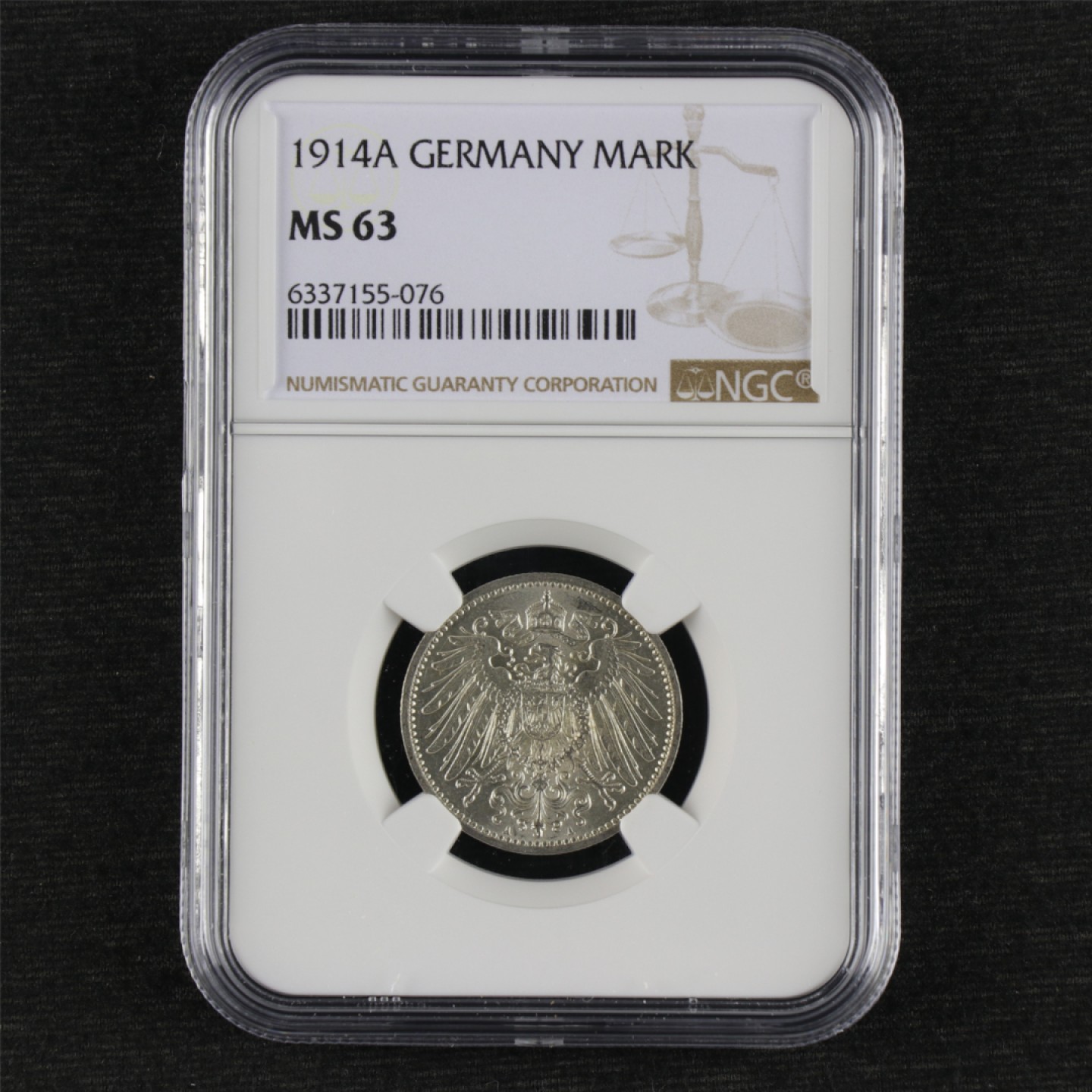 【亘邦集藏】第157期拍卖 1914年 德国硬币1马克 NGC MS63 6337155-076
