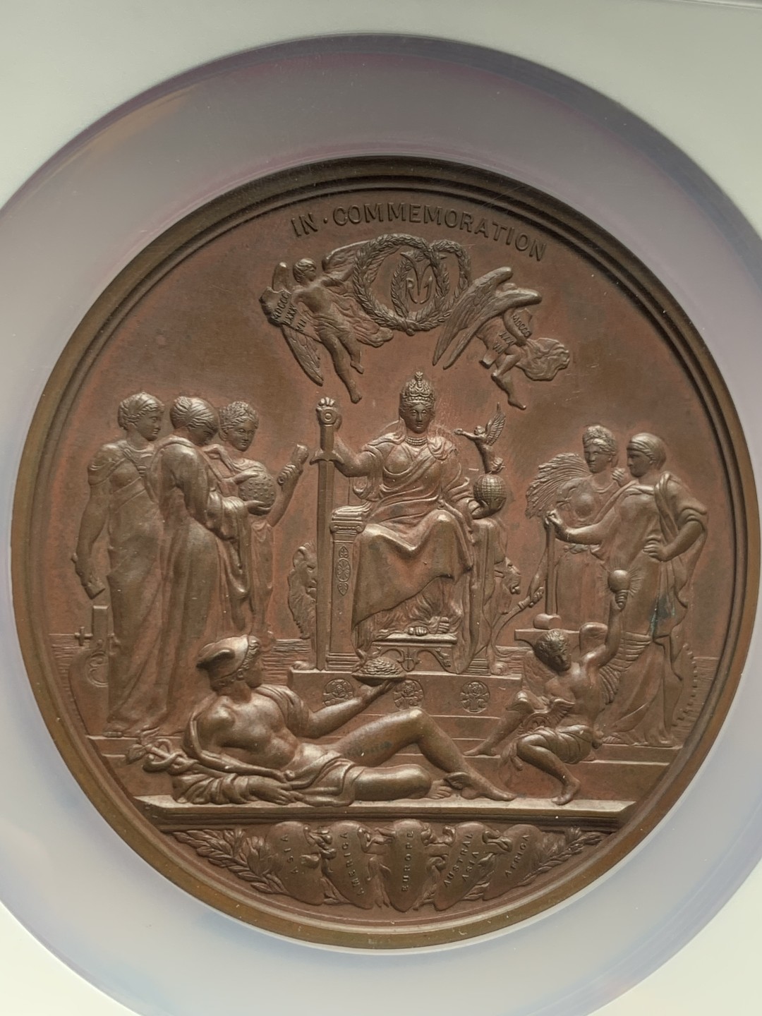 《竞宝斋》第159场-周日，周一 2场 (全场包邮) NGC MS62 英国1887维多利亚登基 50周年大铜章，77mm直径，博物馆级巨制