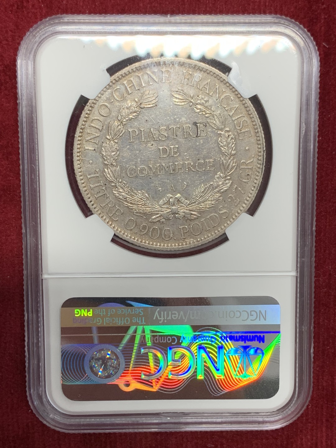 《竞宝斋》第159场-周日，周一 2场 (全场包邮) NGC-AU55 法属印度支那 1902年 1皮亚斯特 坐洋价格稳步上升，此枚略有低评，上车坐洋的不二之选