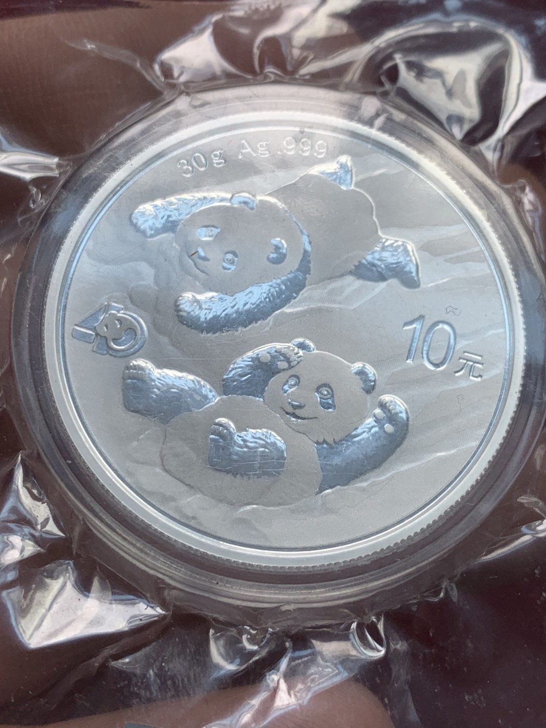 《竞宝斋》第159场-周日，周一 2场 (全场包邮) 2022年 熊猫银币 30g 无伤痕无白斑 真空塑封