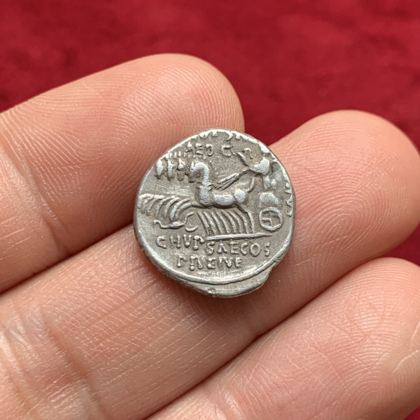 《竞宝斋》第159场-周日，周一 2场 (全场包邮) 公元前58年 古罗马共和国 征服纳巴泰纪念1狄娜里银币 正面使者献上礼物骆驼 背面女神驾驶战车