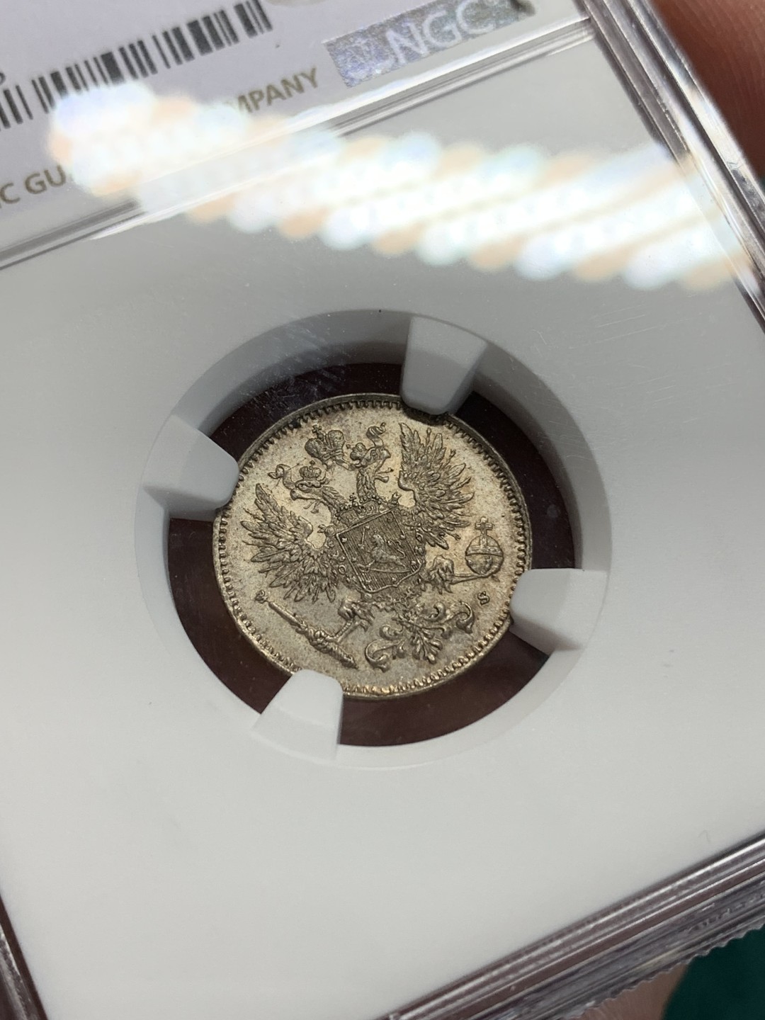 《竞宝斋》第159场-周日，周一 2场 (全场包邮) NGC-MS64 芬兰1914年 双头鹰50P银币 好状态