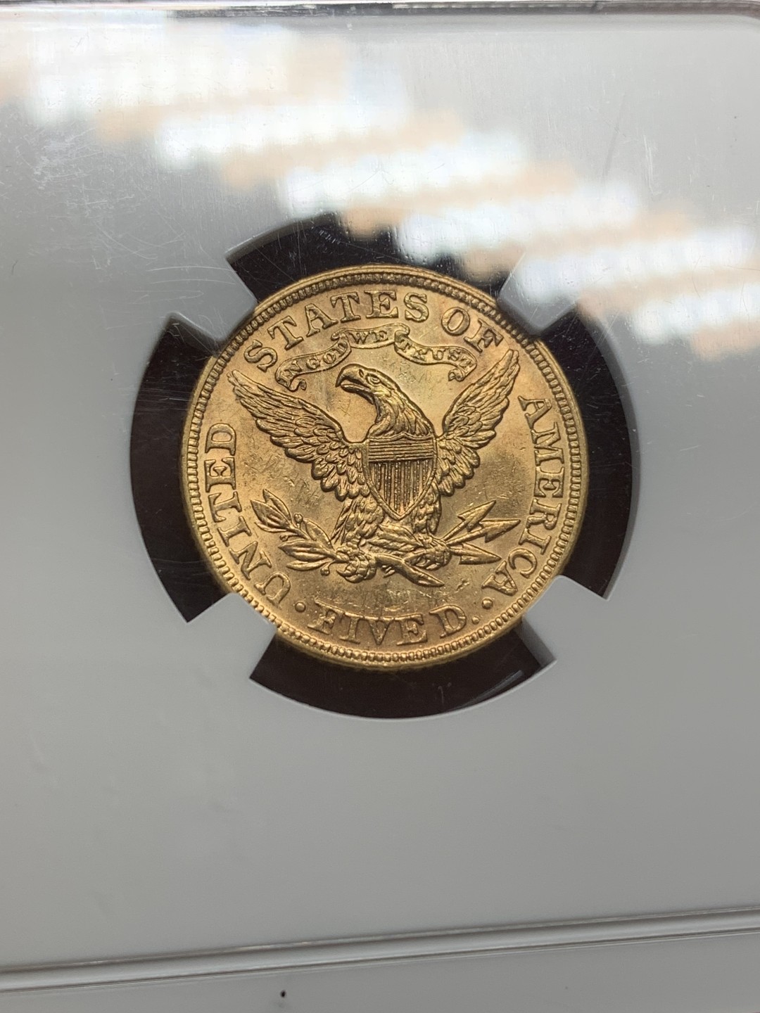 《竞宝斋》第159场-周日，周一 2场 (全场包邮) NGC-MS62  1894年美国自由女神像5美元金币 8.35克 0.900金 直径21.65MM 发行96万不到