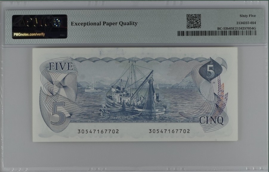 收藏联盟Quantum Auction 第254期拍卖  加拿大1979年5元 PMG65 