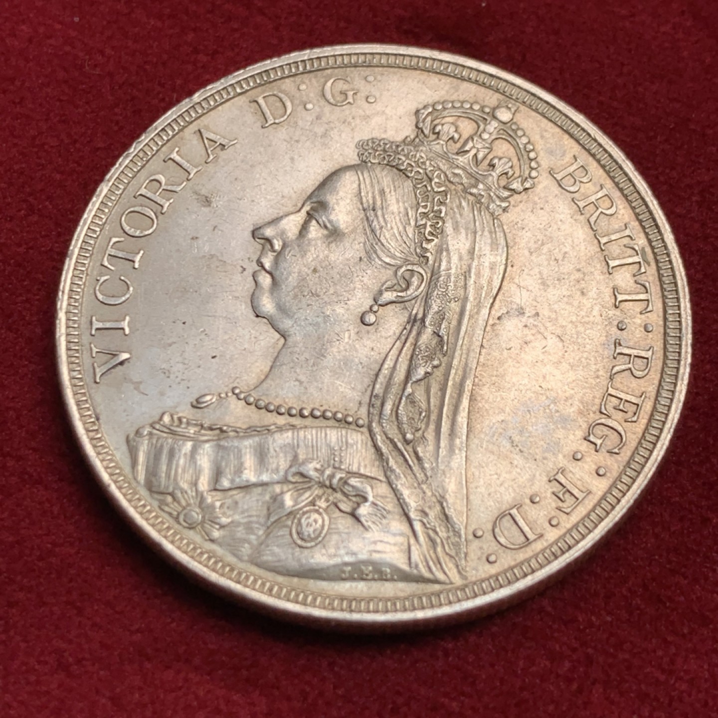 《竞宝斋》第159场-周日，周一 2场 (全场包邮) 英国 1887年马剑大克朗银币，unc级别原光淡彩，状态一流