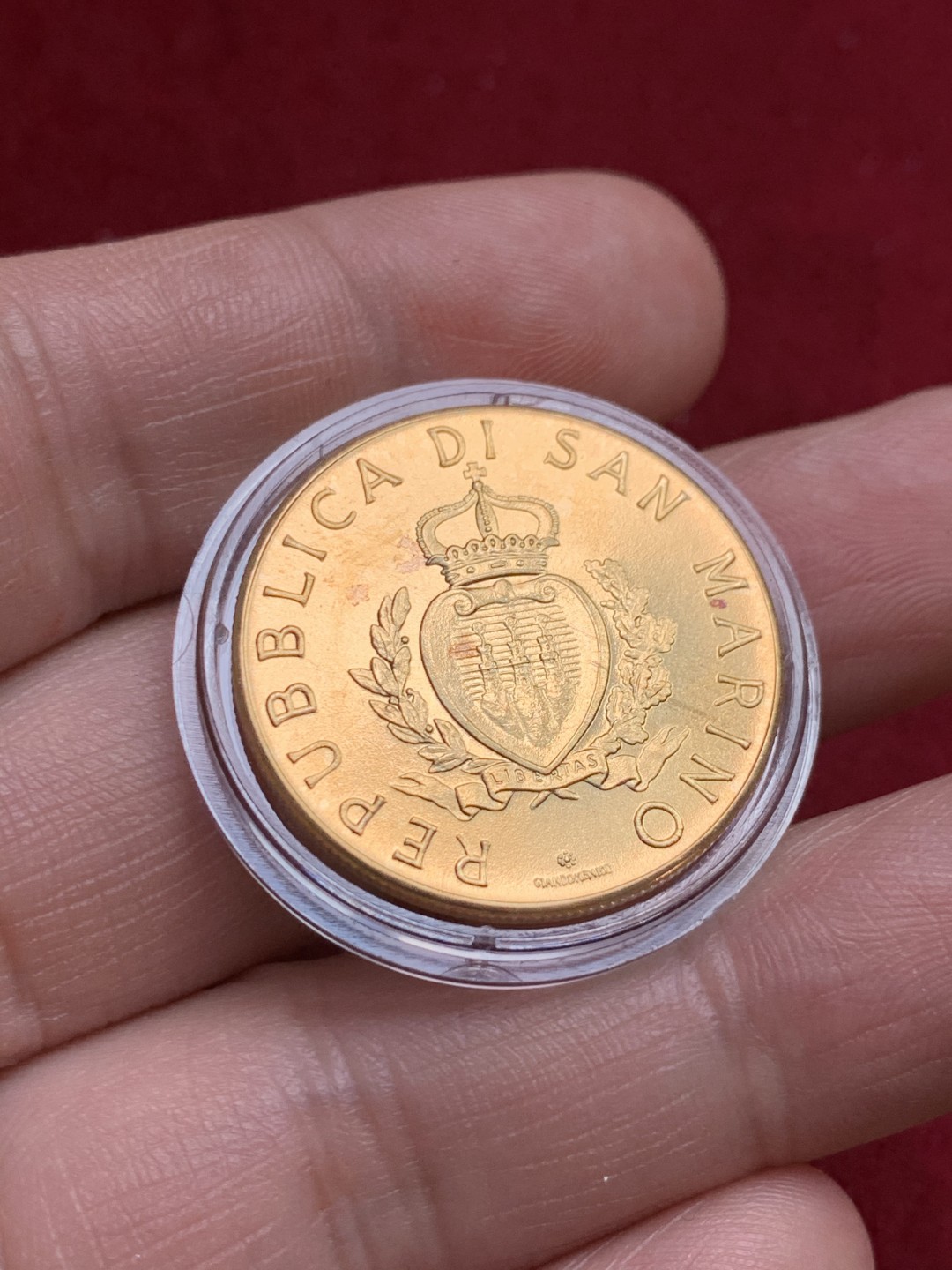 《竞宝斋》第159场-周日，周一 2场 (全场包邮) 原盒证书圣马力诺1988年 5斯库蒂金币 16.96克 917金