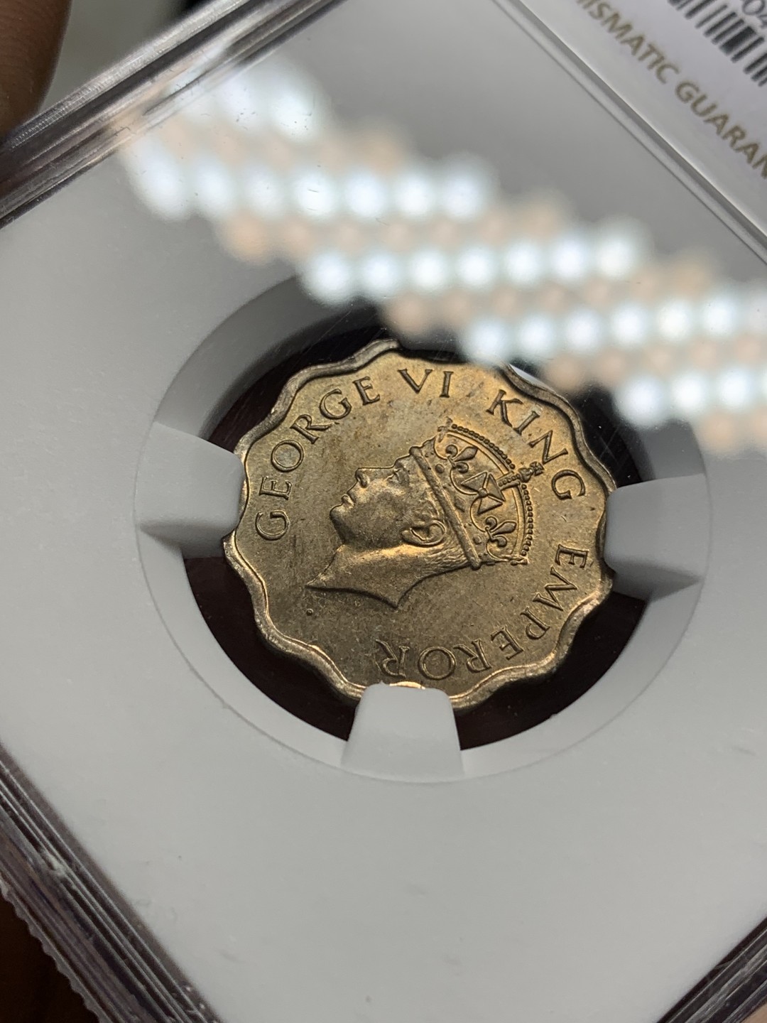 《竞宝斋》第159场-周日，周一 2场 (全场包邮) NGC-UNCD 英属印度 乔治六世 1941年C版 安娜 铜币 极品原光 完美铜币黄光