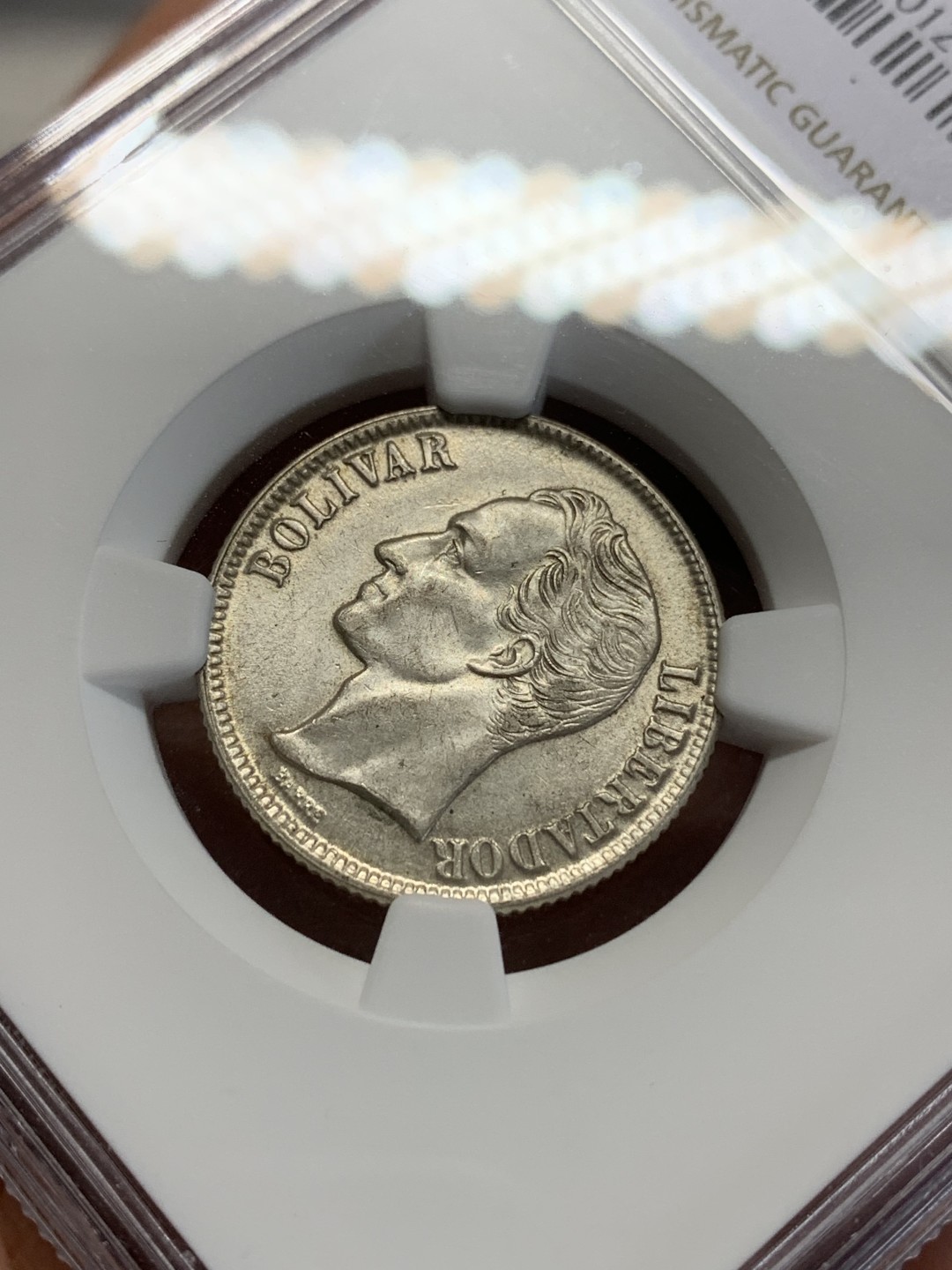 《竞宝斋》第159场-周日，周一 2场 (全场包邮) NGC-MS63 委内瑞拉1954年 1玻利瓦尔银币 顶级好品小毫