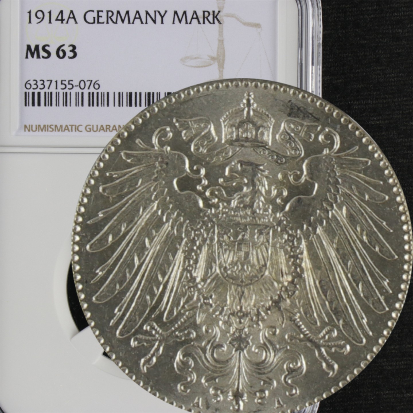 【亘邦集藏】第157期拍卖 1914年 德国硬币1马克 NGC MS63 6337155-076