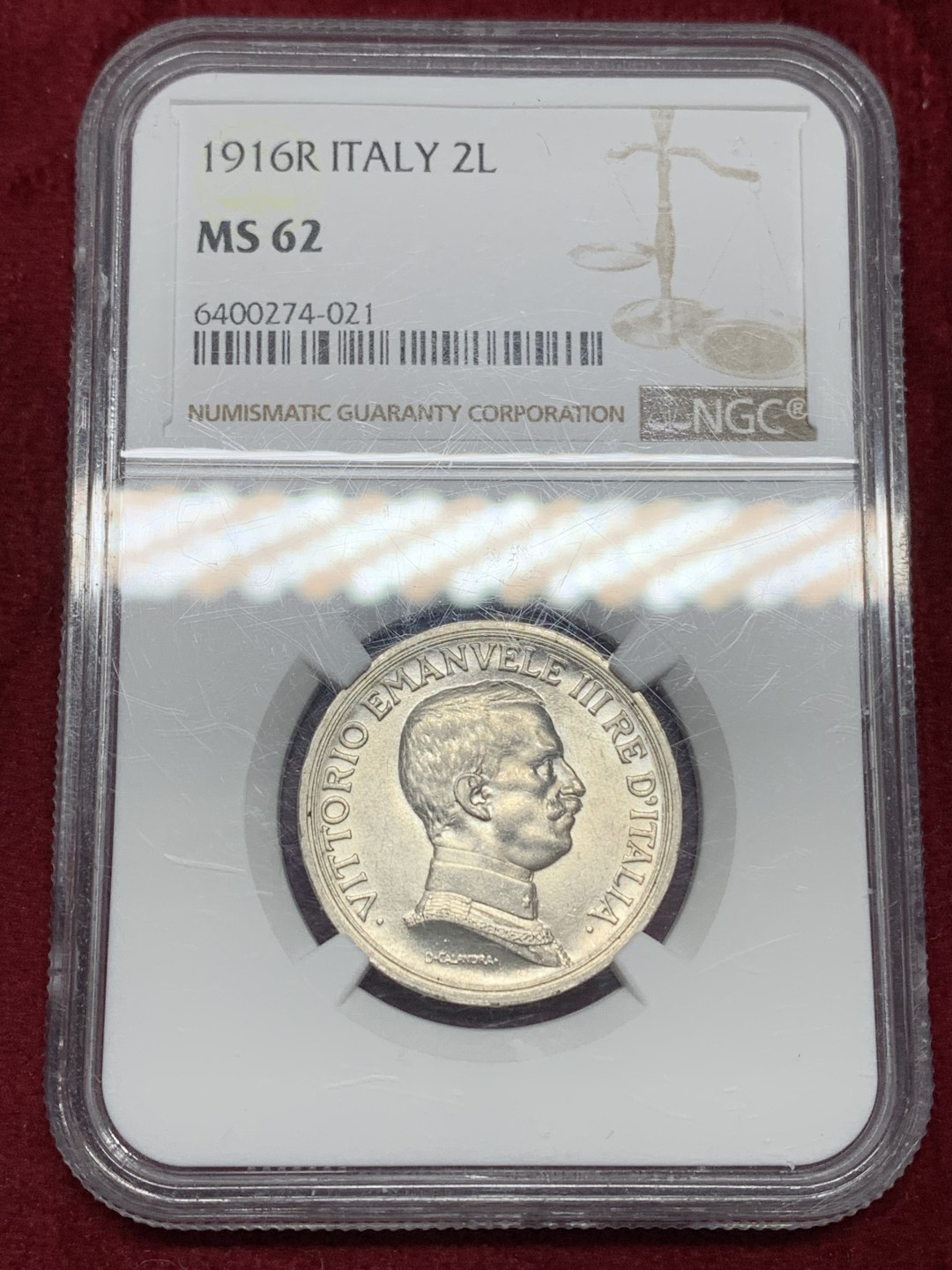 《竞宝斋》第159场-周日，周一 2场 (全场包邮) NGC-MS62 意大利 1916年 2里拉 银币 意系热门品种 经典四马拉车 略有低评