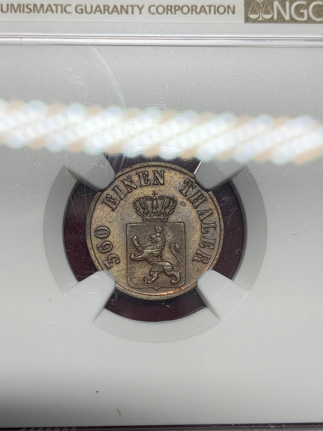 《竞宝斋》第159场-周日，周一 2场 (全场包邮) NGC MS63+ 德国黑森卡塞尔 1866年 1赫勒 少见小邦铜币