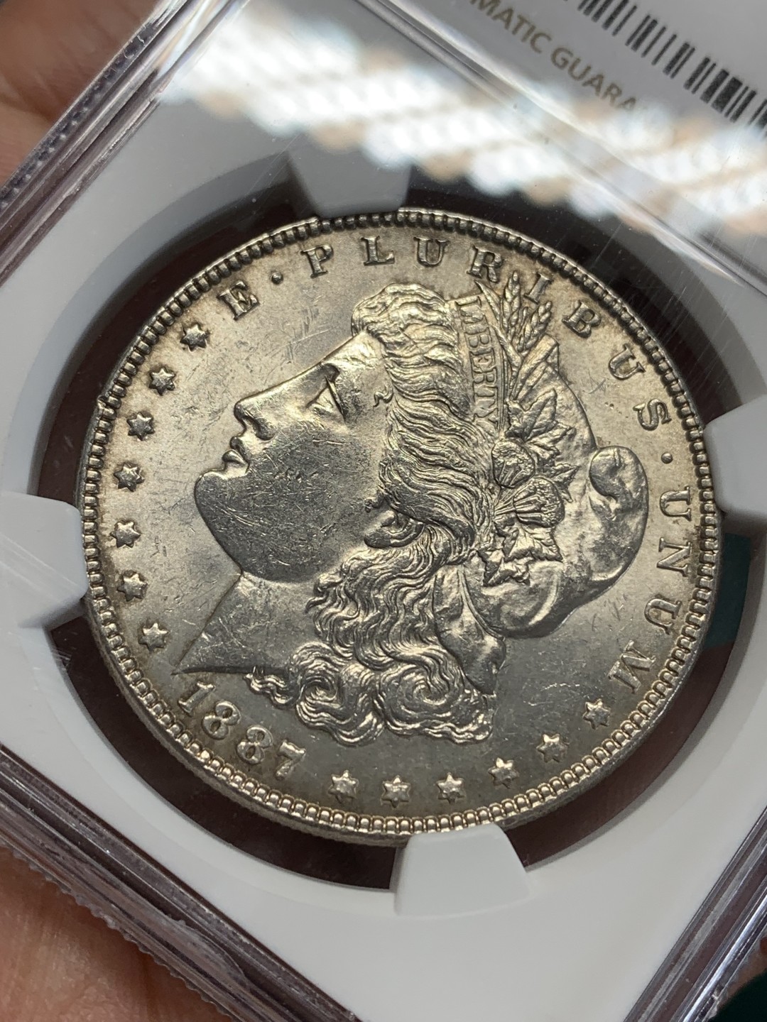 《竞宝斋》第159场-周日，周一 2场 (全场包邮) NGC-MS61 美国1887年 摩根一元大银币 原光好品