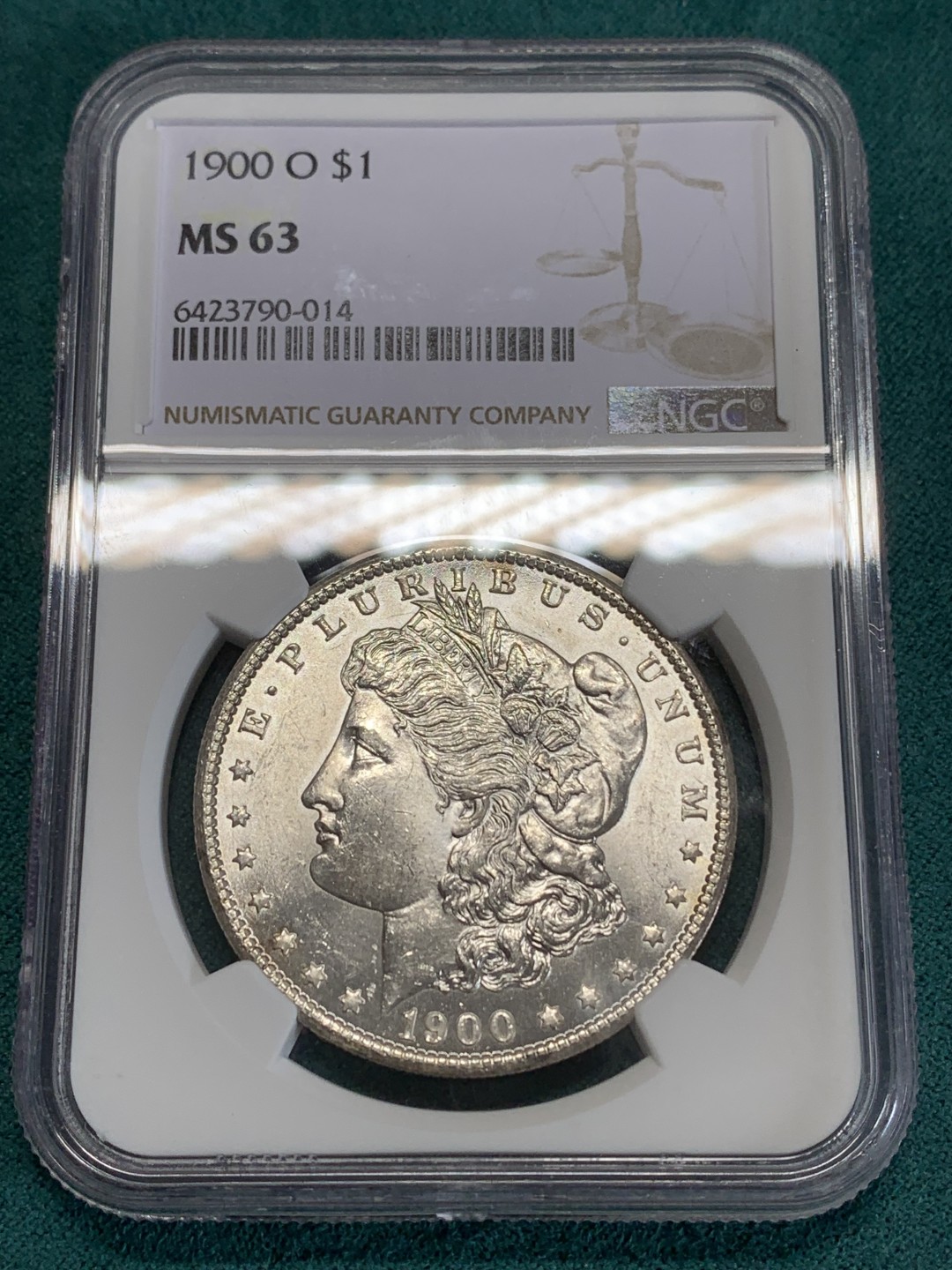 《竞宝斋》第159场-周日，周一 2场 (全场包邮) NGC-MS63 美国1900-O年 摩根一元 大银币 顶级品相