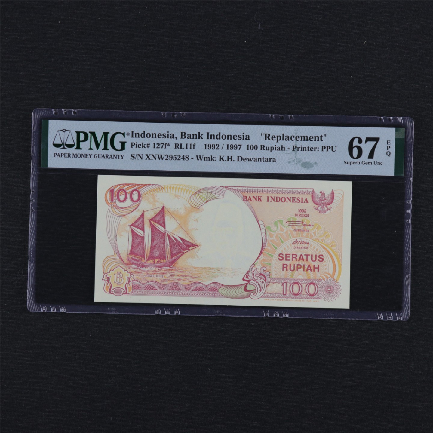 【亘邦集藏】第157期拍卖 1992年 印度尼西亚100卢比 PMG 67EPQ XNW295248