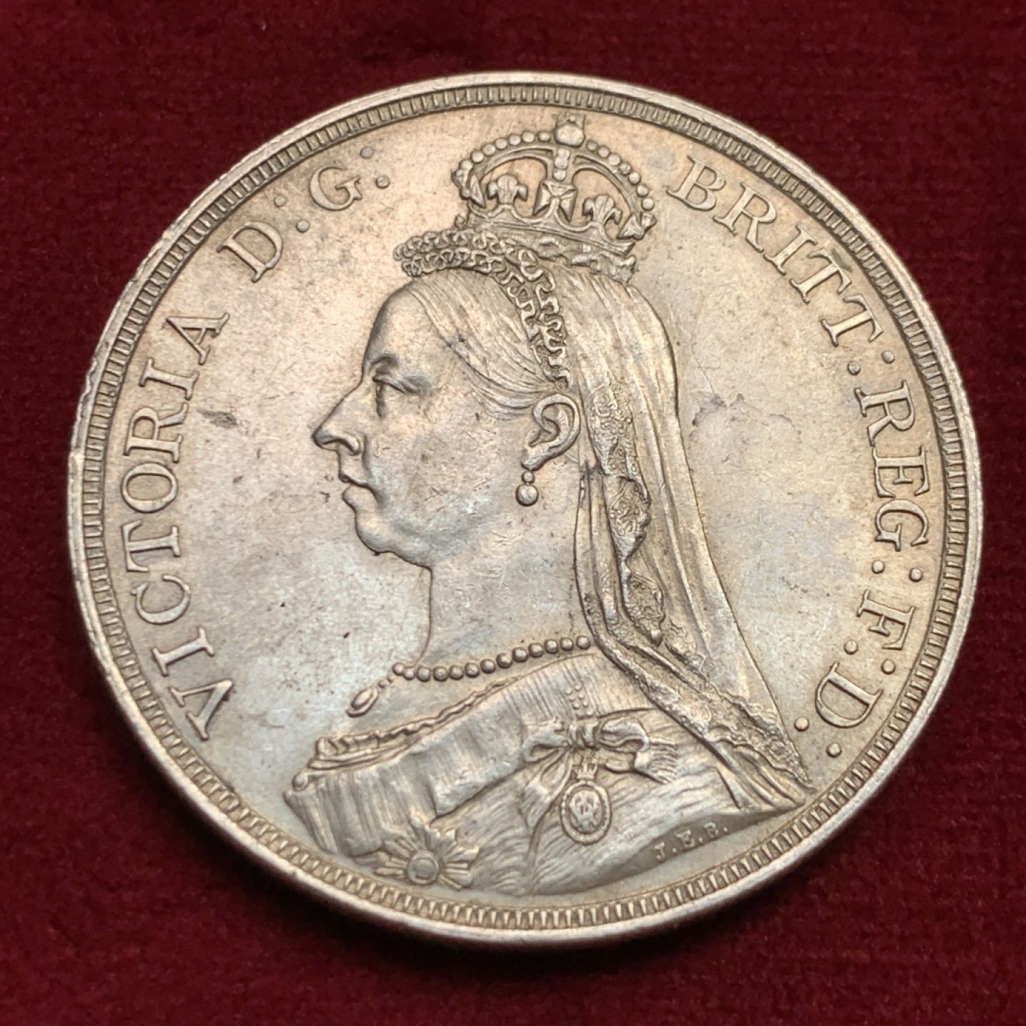 《竞宝斋》第159场-周日，周一 2场 (全场包邮) 英国 1887年马剑大克朗银币，unc级别原光淡彩，状态一流