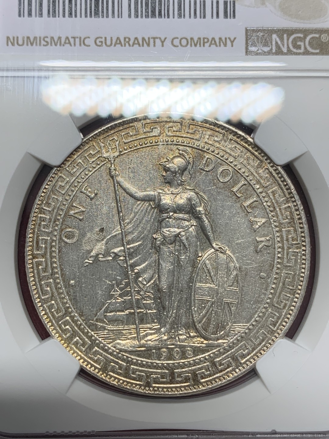 《竞宝斋》第159场-周日，周一 2场 (全场包邮) NGC-UNCD 英国 1908年 1元 站洋经典品种，上海NGC严评，性价比之选