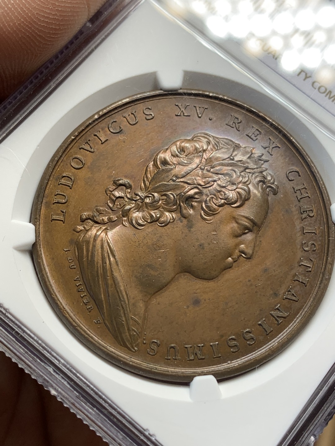 《竞宝斋》第159场-周日，周一 2场 (全场包邮) NGC MS62 1730年法国路易十五铜章 洛林公爵纪念铜章 难得ms好品