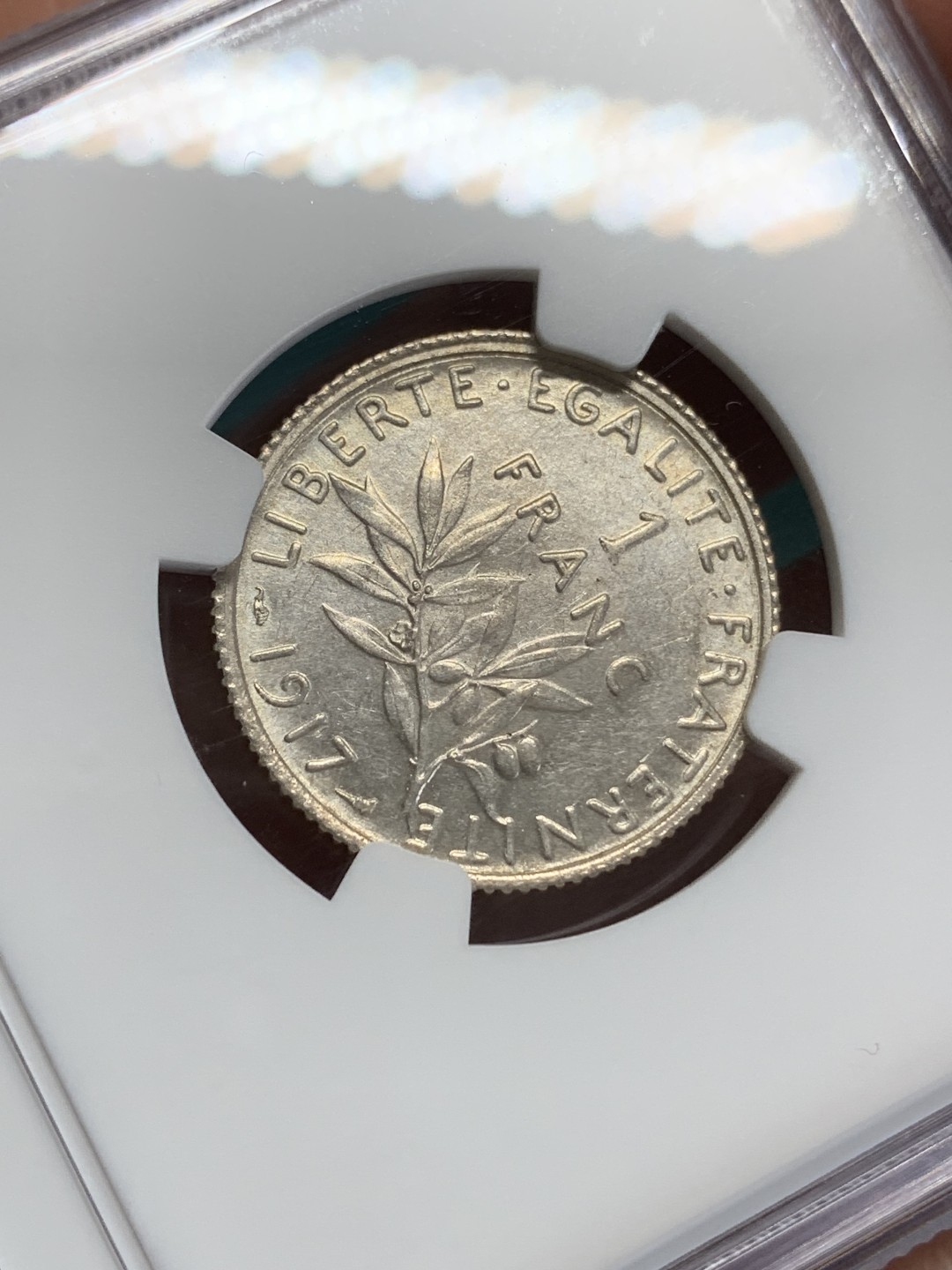 《竞宝斋》第159场-周日，周一 2场 (全场包邮) NGC-MS61 法国1917年 播种女神1法郎银币 感觉低评