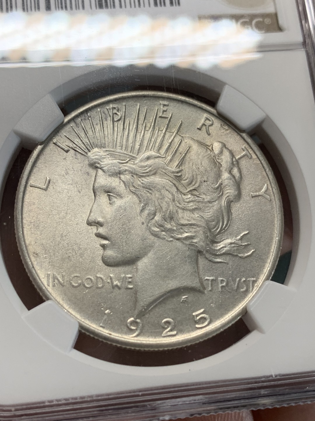 《竞宝斋》第159场-周日，周一 2场 (全场包邮) NGC-MS62 1925美国和平1美元大银币