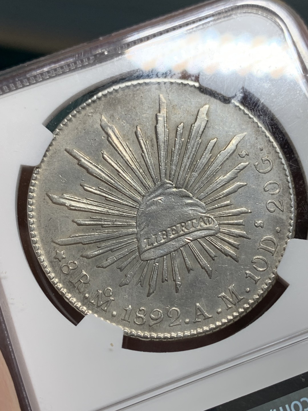 《竞宝斋》第159场-周日，周一 2场 (全场包邮) NGC-AUD 墨西哥 1892年 8R 鹰洋 严评 原厂铸缺 包浆有一点霜感