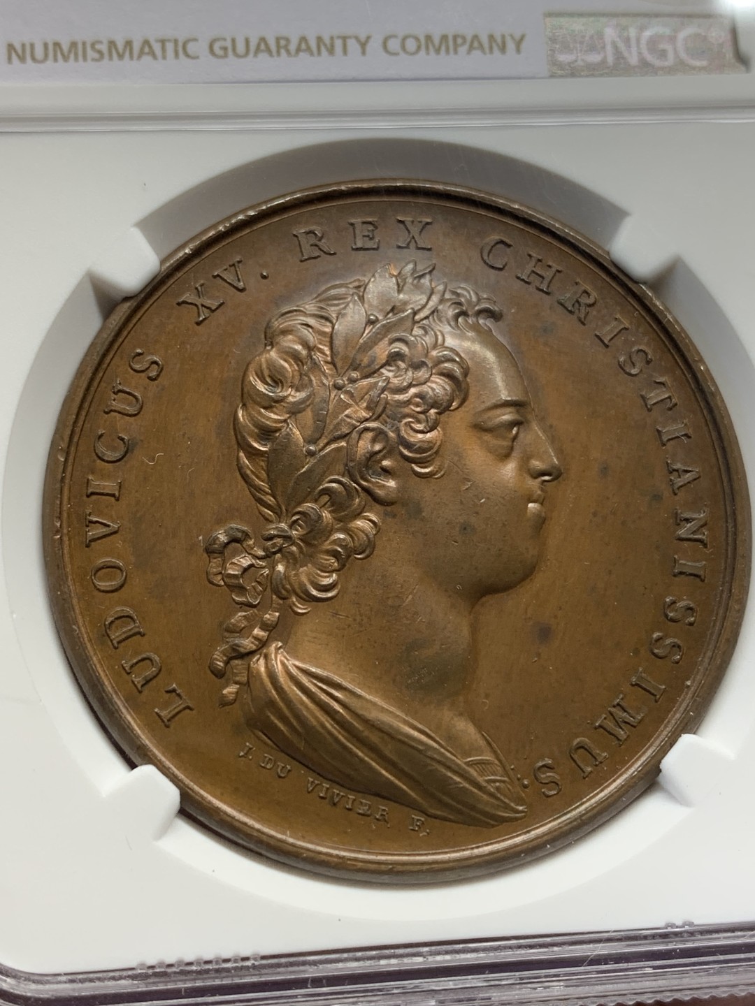 《竞宝斋》第159场-周日，周一 2场 (全场包邮) NGC MS62 1730年法国路易十五铜章 洛林公爵纪念铜章 难得ms好品