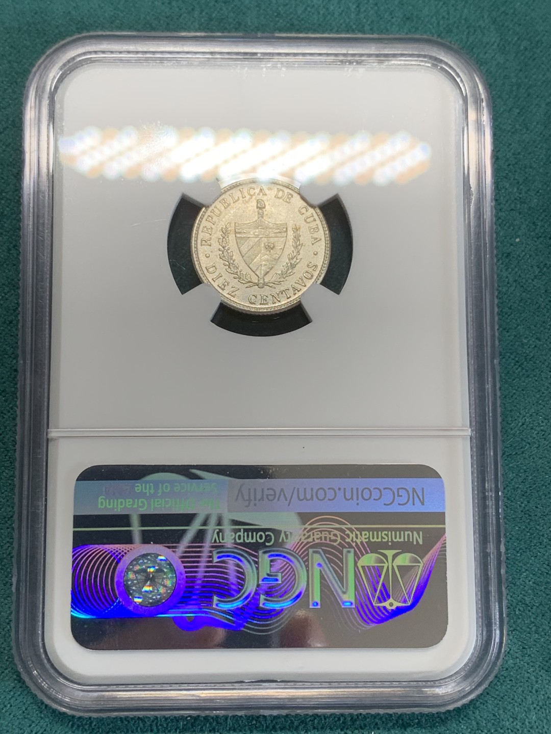 《竞宝斋》第159场-周日，周一 2场 (全场包邮) NGC-MS65 古巴1949年 大五星10分银币 这品种62内的容易 超过62的就难了，  这枚品相就是可遇不可求的了