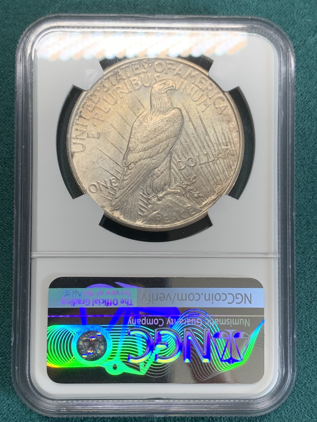 《竞宝斋》第159场-周日，周一 2场 (全场包邮) NGC-MS62 1925美国和平1美元大银币