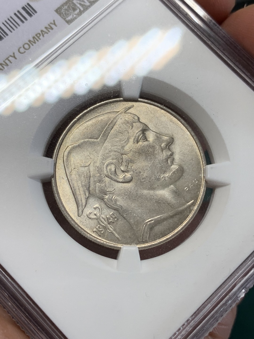 《竞宝斋》第159场-周日，周一 2场 (全场包邮) NGC-MS64 比利时1949年 20法郎银币 分很不错